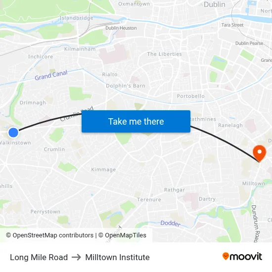Long Mile Road to Milltown Institute map