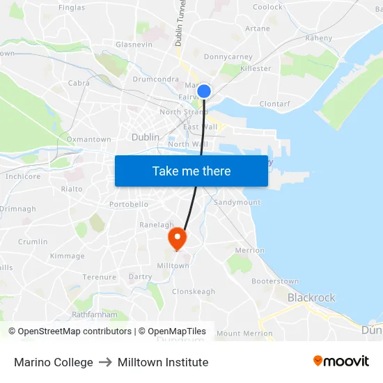 Marino College to Milltown Institute map