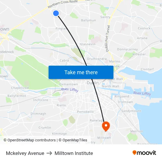 Mckelvey Avenue to Milltown Institute map