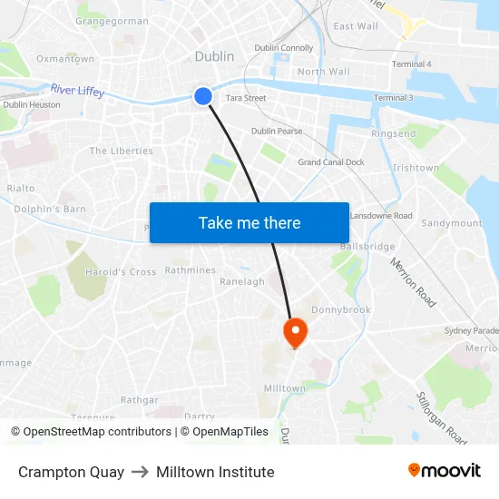 Crampton Quay to Milltown Institute map