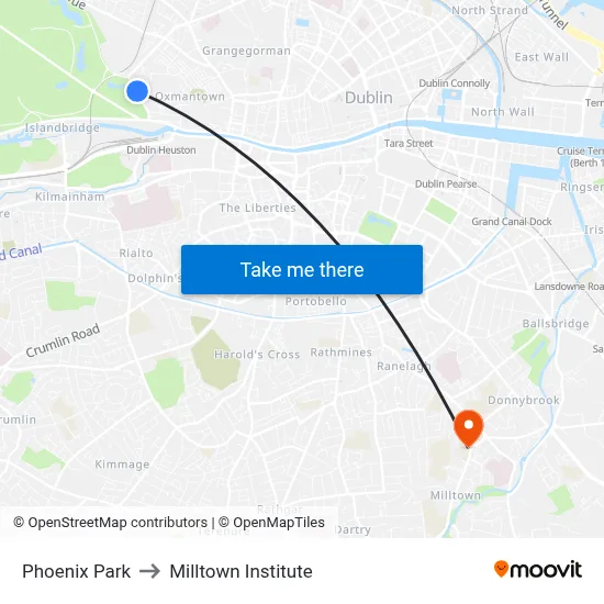 Phoenix Park to Milltown Institute map