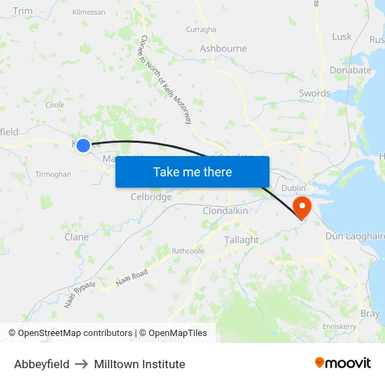 Abbeyfield to Milltown Institute map