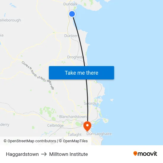 Haggardstown to Milltown Institute map