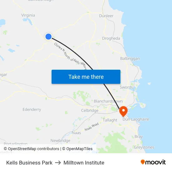 Kells Business Park to Milltown Institute map