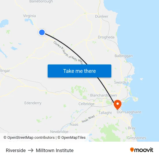 Riverside to Milltown Institute map