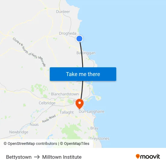 Bettystown to Milltown Institute map