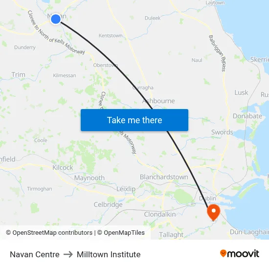 Navan Centre to Milltown Institute map