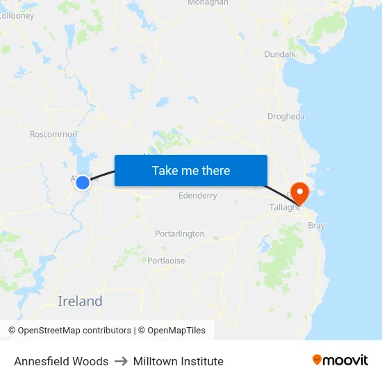 Annesfield Woods to Milltown Institute map