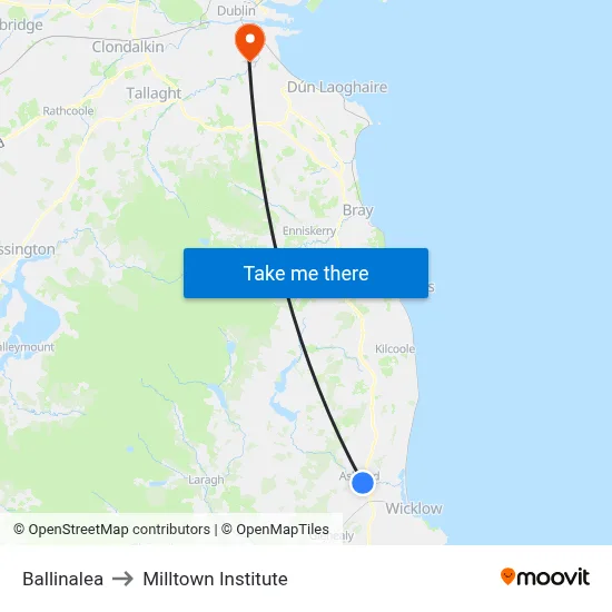 Ballinalea to Milltown Institute map