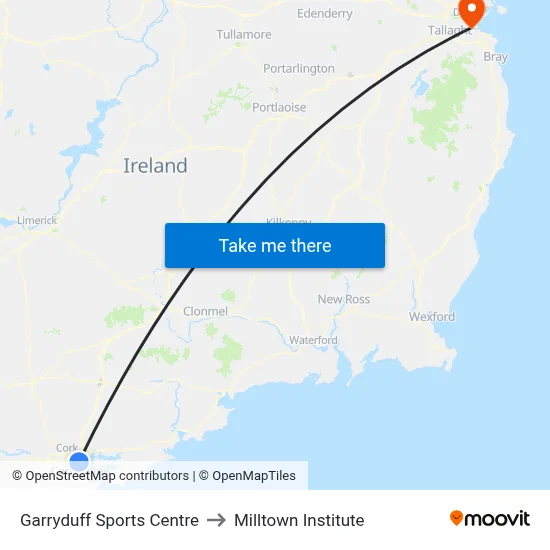 Garryduff Sports Centre to Milltown Institute map