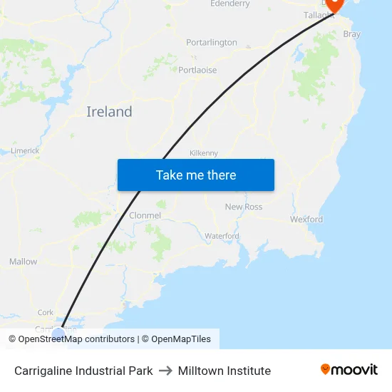 Carrigaline Industrial Park to Milltown Institute map