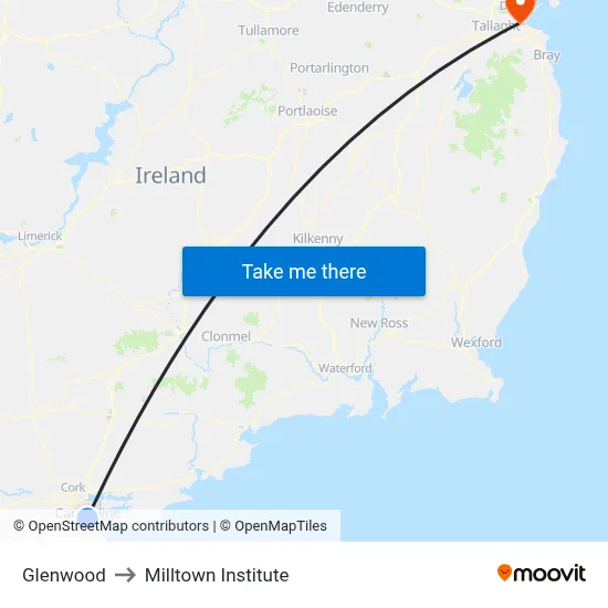 Glenwood to Milltown Institute map