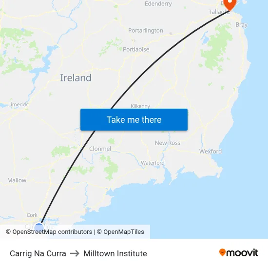 Carrig Na Curra to Milltown Institute map