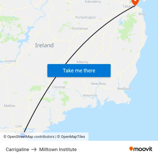 Carrigaline to Milltown Institute map