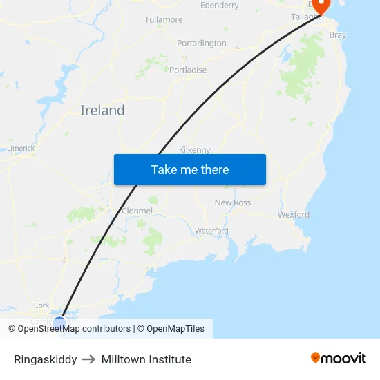 Ringaskiddy to Milltown Institute map