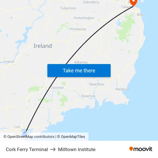 Cork Ferry Terminal to Milltown Institute map