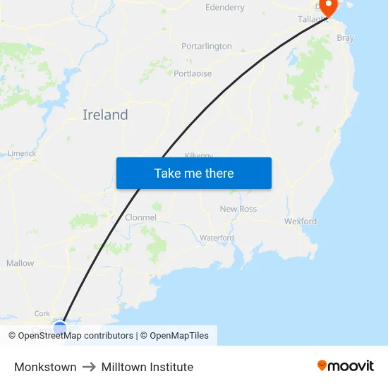 Monkstown to Milltown Institute map