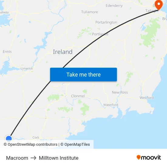 Macroom to Milltown Institute map