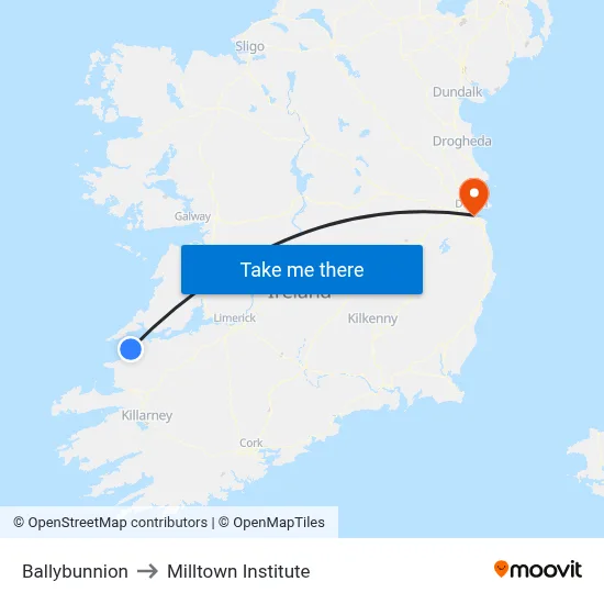Ballybunnion to Milltown Institute map