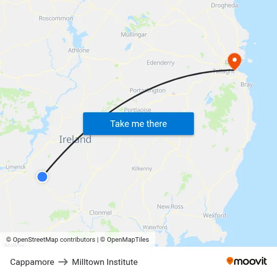 Cappamore to Milltown Institute map