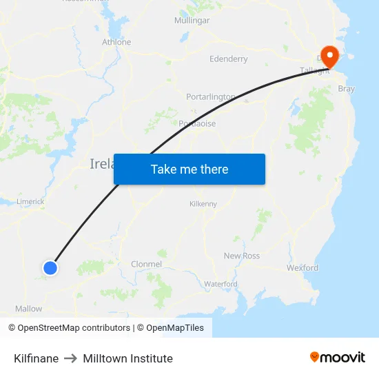 Kilfinane to Milltown Institute map