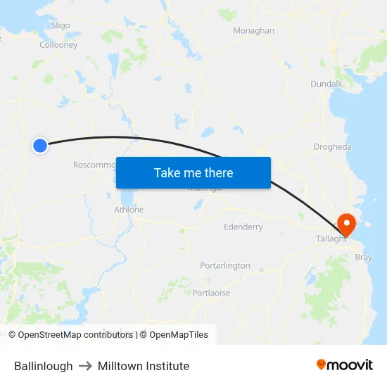 Ballinlough to Milltown Institute map