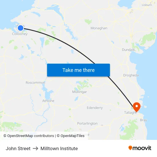 John Street to Milltown Institute map