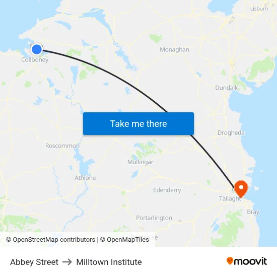 Abbey Street to Milltown Institute map