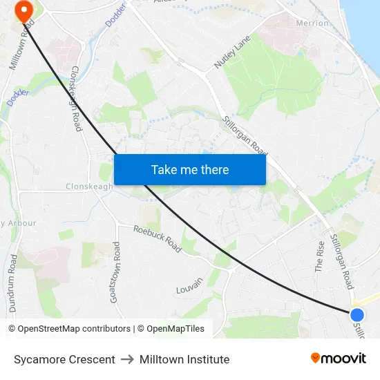 Sycamore Crescent to Milltown Institute map