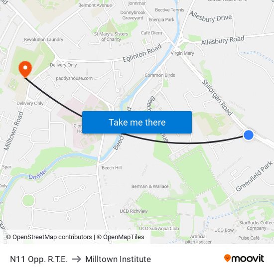 N11 Opp. R.T.E. to Milltown Institute map