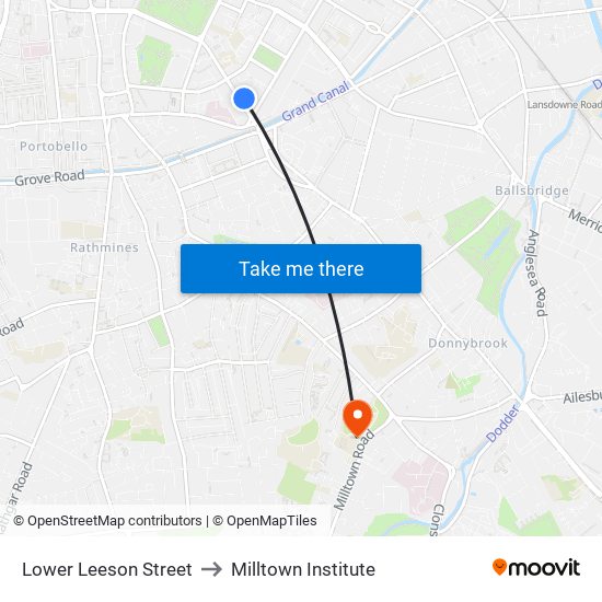 Lower Leeson Street to Milltown Institute map