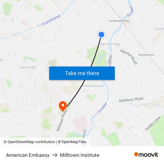 American Embassy to Milltown Institute map