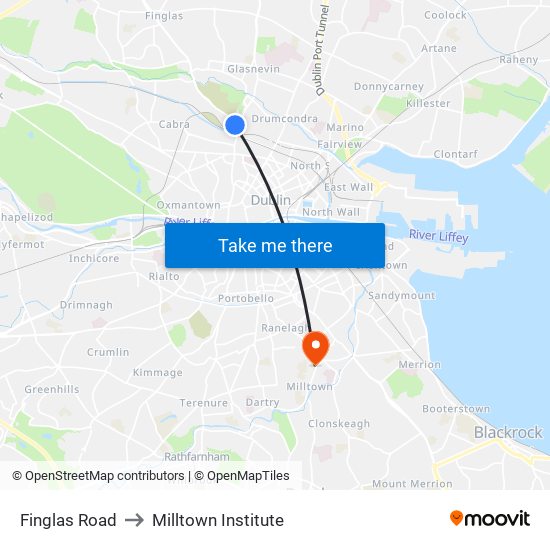 Finglas Road to Milltown Institute map