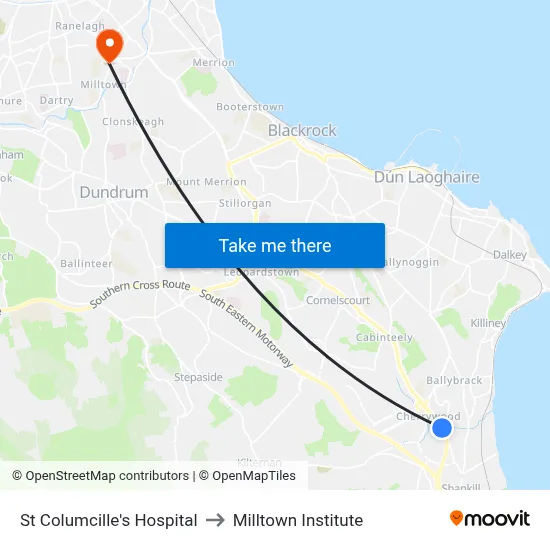 St Columcille's Hospital to Milltown Institute map