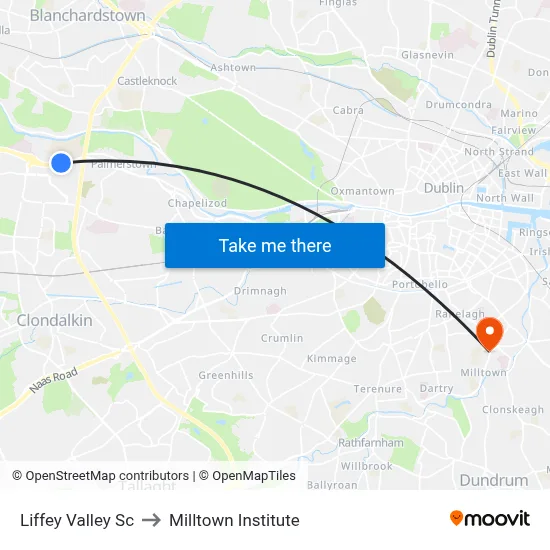 Liffey Valley Sc to Milltown Institute map