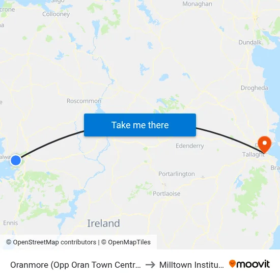 Oranmore (Opp Oran Town Centre) to Milltown Institute map
