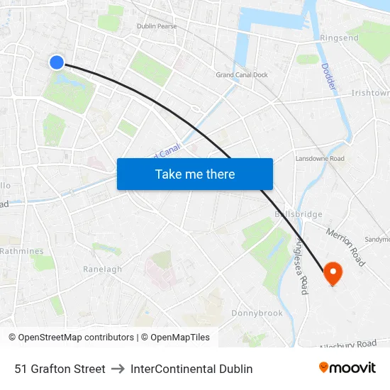 51 Grafton Street to InterContinental Dublin map