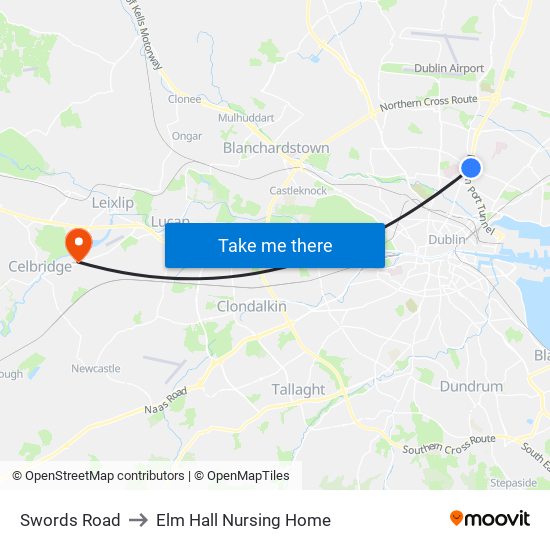 Swords Road to Elm Hall Nursing Home map