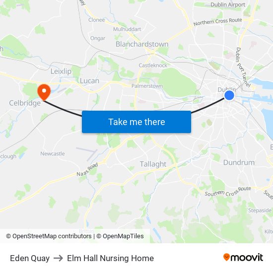 Eden Quay to Elm Hall Nursing Home map