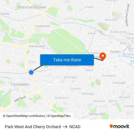 Park West And Cherry Orchard to NCAD map