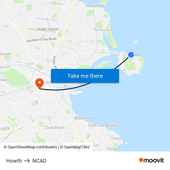 Howth to NCAD map