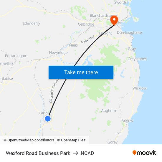 Wexford Road Business Park to NCAD map