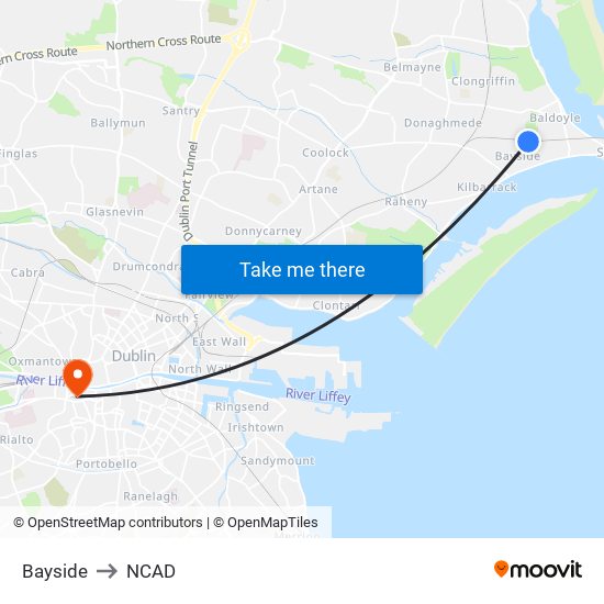 Bayside to NCAD map