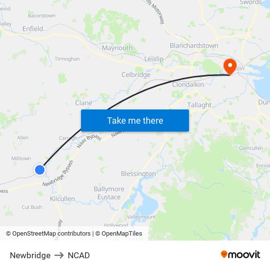 Newbridge to NCAD map