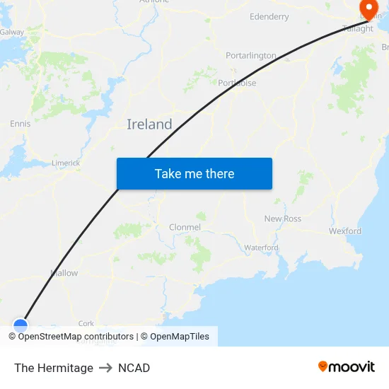 The Hermitage to NCAD map