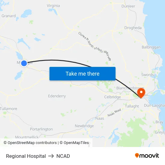 Regional Hospital to NCAD map