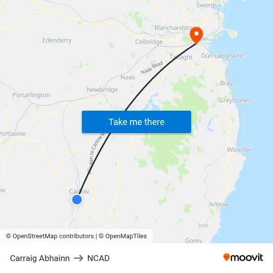 Carraig Abhainn to NCAD map