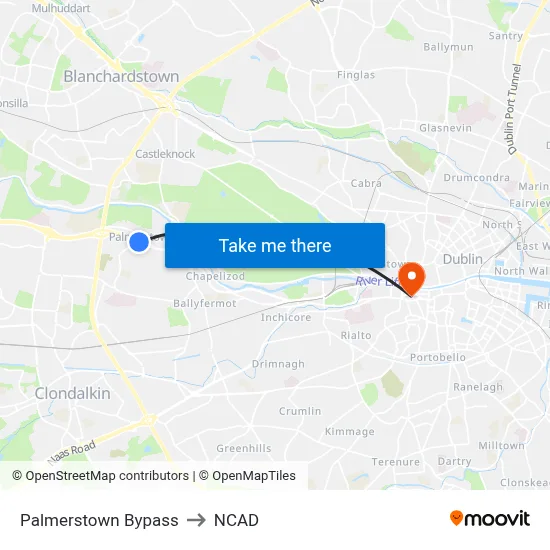 Palmerstown Bypass to NCAD map