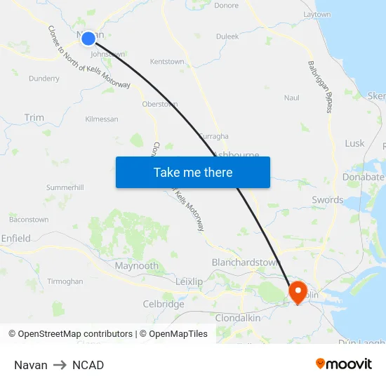 Navan to NCAD map