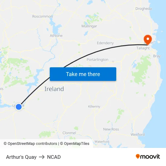 Arthur's Quay to NCAD map